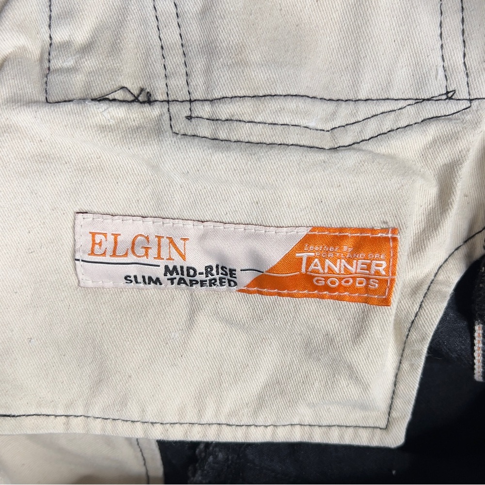 Tellason‎ Elgin Japanese Black Selvedge Jeans Men's 34x34 Slim Tapered 13.5 oz - Picture 7 of 16